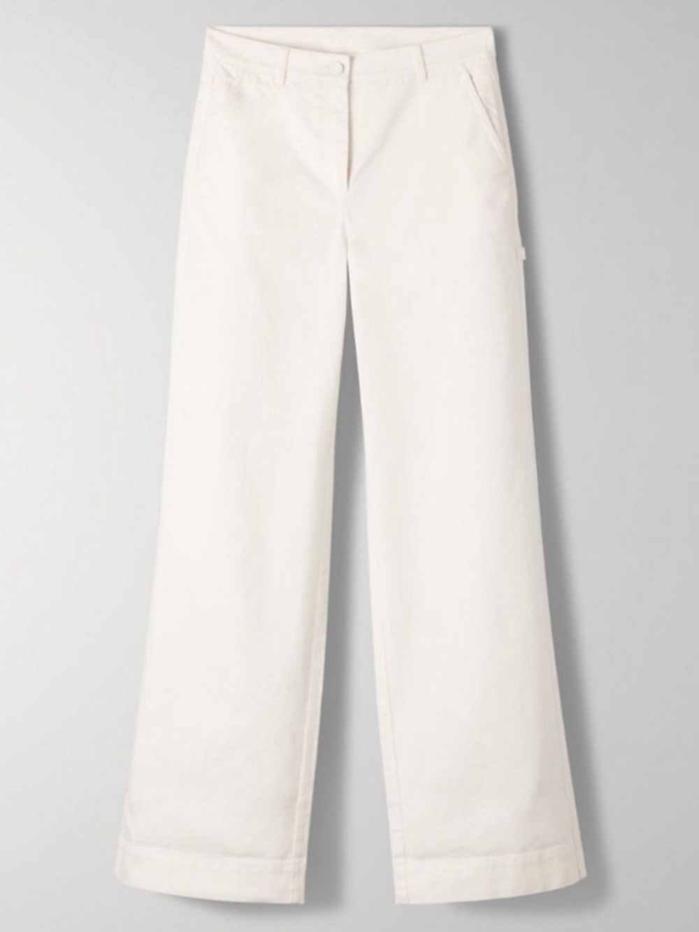 NEW Babaton The Group Olympia Wide Leg Carpenter Style Cotton Pant White Long